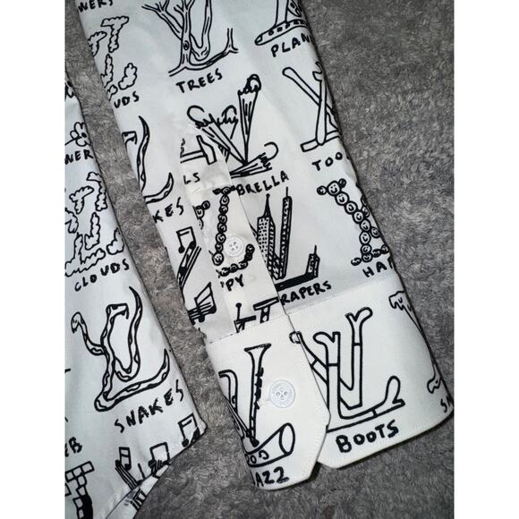 Louis Vuitton Placed Graphic Regular Long Sleeve Monogram Button Up Down Shirt M - Picture 9 of 15